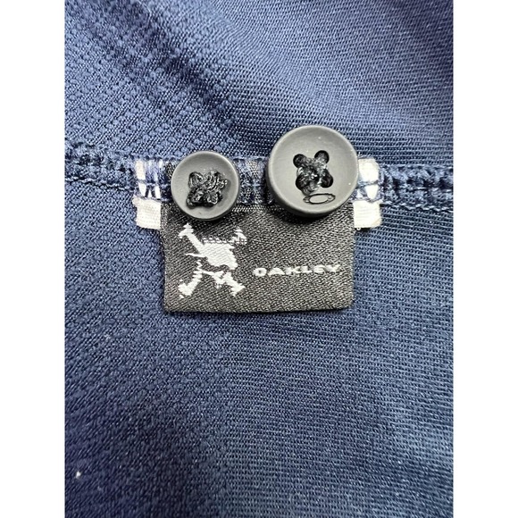 Oakley Polo Shirt Mens XL Navy Blue Stripe Golf Athletic Performance Stretch - Picture 8 of 10